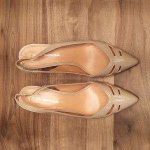 Via Spiga 'Gable' Tan Point Toe Leather Slingback Heel